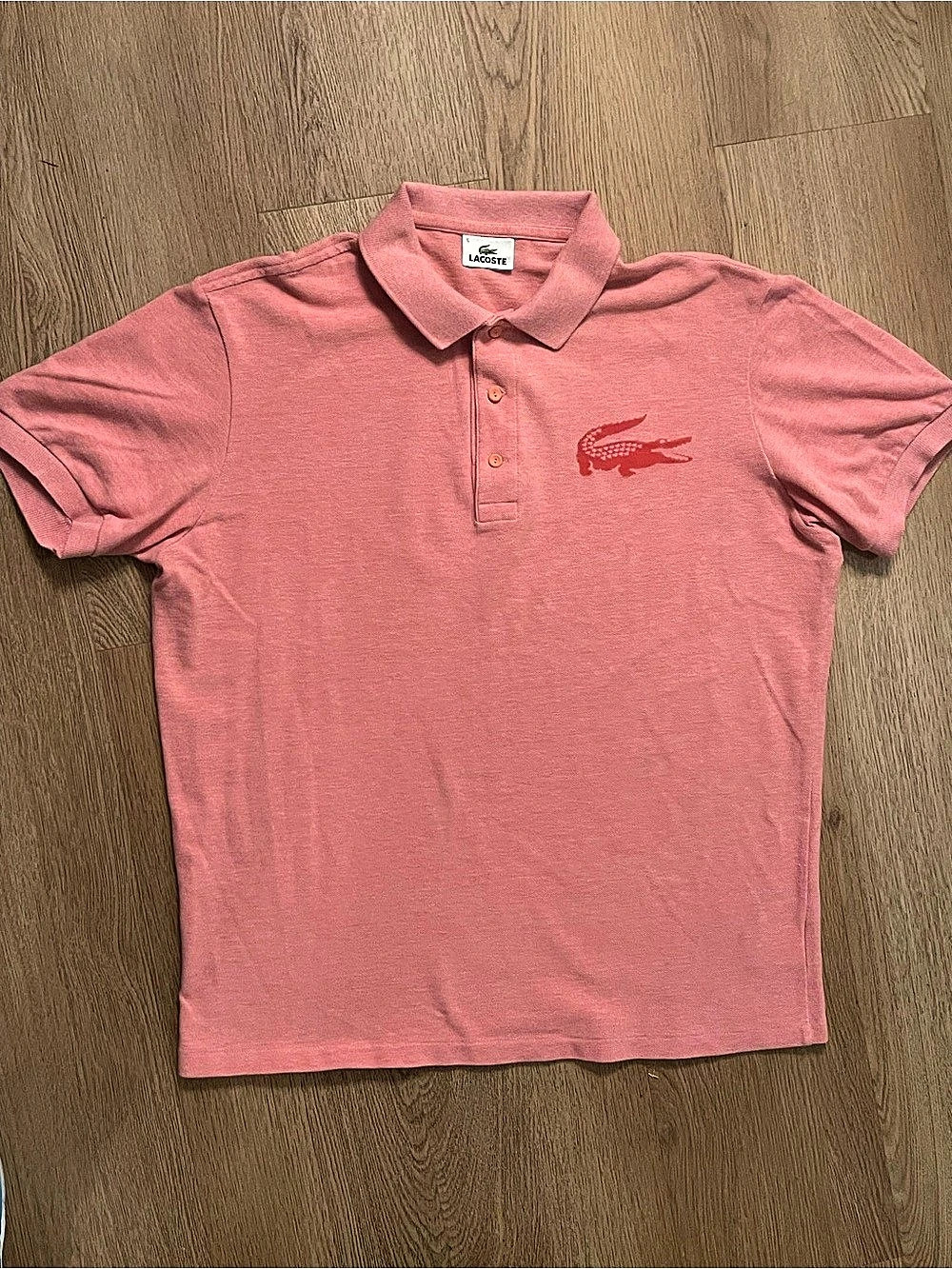 Lacoste Big Crocodile Logo Polo Shirt Pink Polo Shirt Size 5